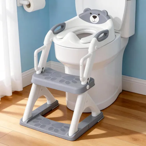 Miniatura 16 de SKYROKU - Asiento de inodoro mejorado para niños y niñas, para entrenamiento de baño, almohadilla antideslizante para protección contra 8838-azul