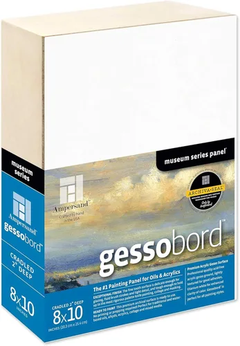 Miniatura 54 de Ampersand Art Supply Panel de pintura de madera de Gesso: Serie Museo Gessobord, 11 "x 14", perfil plano de 1/8