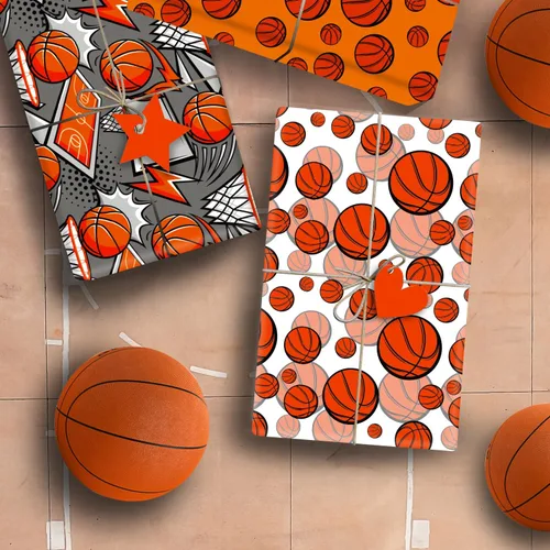 Miniatura 5 de Mpanwen Papel de regalo de baloncesto para niños y niños, 12 hojas de papel de regalo con temática de baloncesto para Navidad, cumpleaños, Cowboy