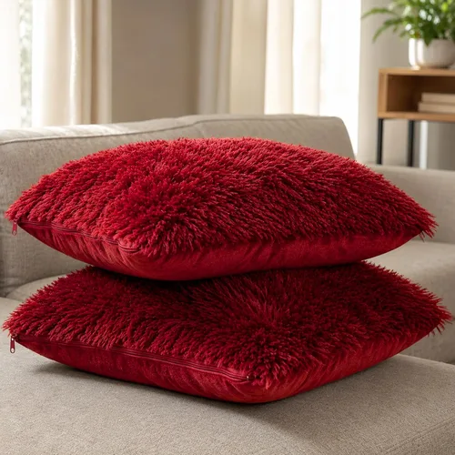 Miniatura 20 de Cheer Collection Almohadas Decorativas para Sofá y Cama, Almohadas Decorativas Suaves de Pelo Largo con Rellenos Incluidos, Acogedoras Almohadas