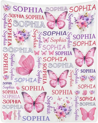 Miniatura 17 de Manta personalizada con nombre para adolescentes, niñas, niños, mantas de bebé personalizadas de franela ultra suave y acogedora, manta con nombre
