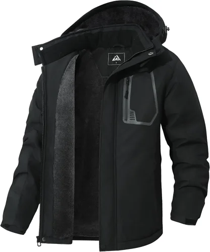 Miniatura 3 de Chaqueta de esquí de invierno para hombre, abrigo de nieve impermeable, capucha ajustable y múltiples bolsillos para protección contra el clima frío