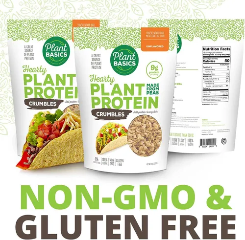 Miniatura 4 de Plant Basics - Proteína vegetal abundante - Crumble sin sabor, bolsa a granel de 6 libras, hecha de guisantes, sin OMG, sin gluten, baja en grasa
