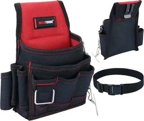 Miniatura 9 de MELOTOUGH Bolsa de herramientas para electricista, bolsas para cinturón de herramientas, múltiples bolsillos, organizador de herramientas