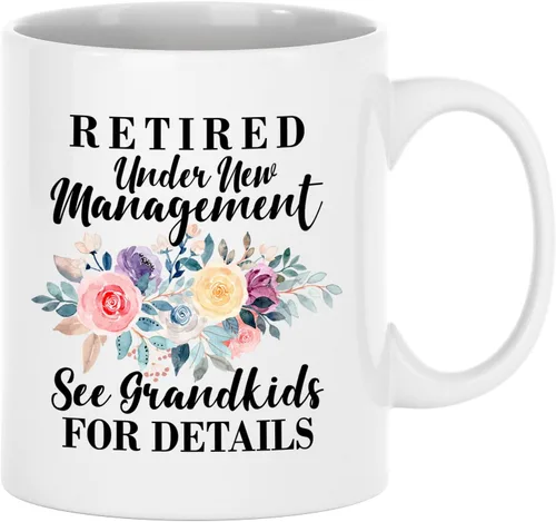 Taza de jubilación para mujer, taza de feliz jubilación para compañera de trabajo, taza divertida para abuela jubilada de nietos 11 onzas, color