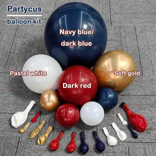 Miniatura 3 de Arco de globos rojo, blanco y azul, doble relleno, kit de guirnalda de globos de látex dorado con látex dorado para cumpleaños, 4 de julio, Rojo