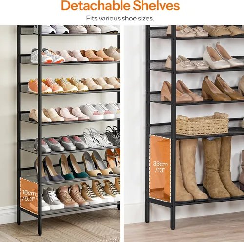Miniatura 5 de HOOBRO - Estantería para zapatos de 8 niveles, estante para zapatos de 29.5"L, organizador de almacenamiento de zapatos de gran capacidad para 21-24