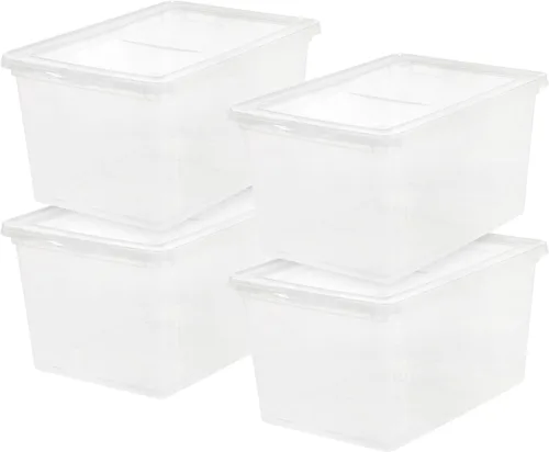 Miniatura 10 de IRIS USA Paquete de 12 contenedores de almacenamiento con tapas, 6 cuartos de galón, transparentes como el cristal, cajas de zapatos, contenedores