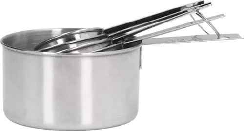 Miniatura 5 de Las tazas de medición del metal conveniente de la escala del claro del acero inoxidable fijaron alta exactitud para la cocina, plateado
