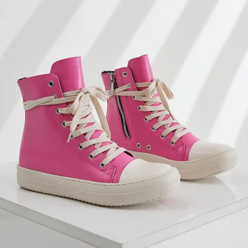 Miniatura 2 de MOFEEDOUKA Tenis de lona para mujer, con cordones, cómodos, con plataforma, con cremallera