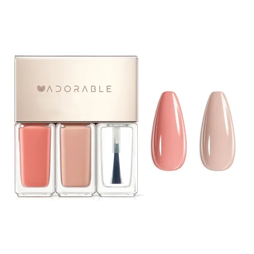 Peel-Off - Juego de 3 esmaltes de uñas veganos – melocotón y melocotón pálido + capa superior transparente | Halal, a base de agua, transpirable, no