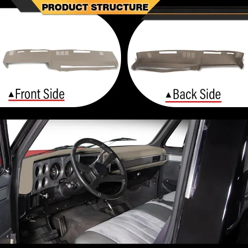 Miniatura 5 de CNNELL Cubierta de salpicadero compatible con Chevy tamaño completo GMC 1981-1987/compatible con Chevy SUV GMC 1981-1991 cubierta de tablero beige