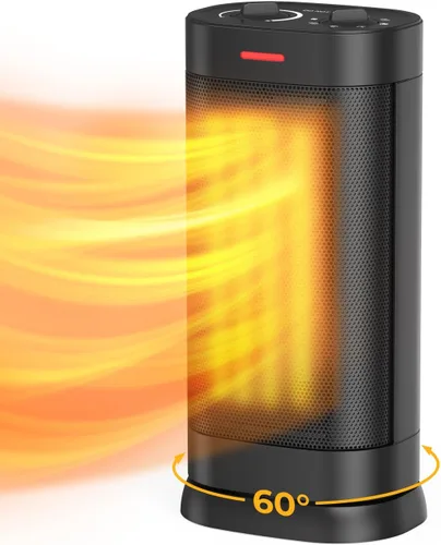 Calentador de espacio de 1500 W para uso en interiores, calentador de cerámica PTC de calentamiento rápido 2S con termostato ajustable, modo ECO,
