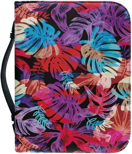 Miniatura 14 de Funda de cuero para la Biblia para hombres, funda de Biblia con patrón de bola roja, bolsa grande para la Biblia con asa bolsa de mano