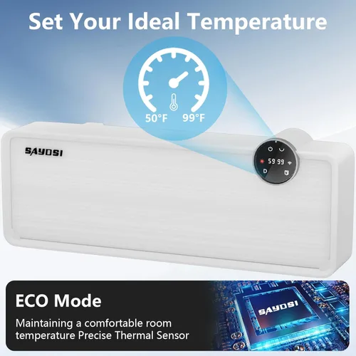 Miniatura 4 de Calentador de pared, calentador eléctrico de 1500 W para dormitorio, oficina, sala de estar, espacio de hasta 1200 pies cuadrados
