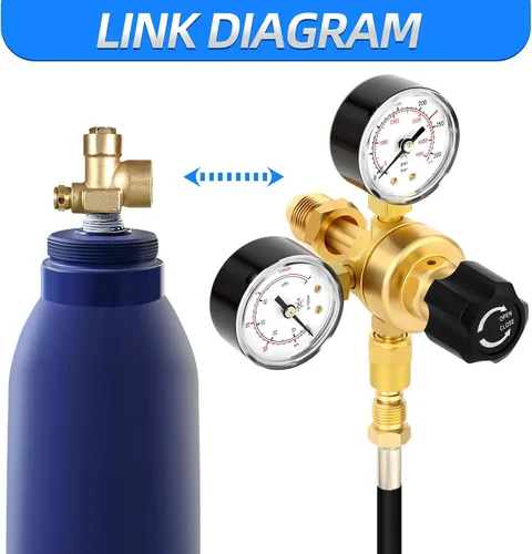 Miniatura 4 de MEANLIN MEASURE Reguladores de CO2 de argón Medidores Regulador de soldadura de gas CGA580 Montaje con Miller Lincoln Mig Tig Weld 0-4500PSI
