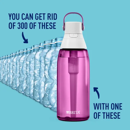 Miniatura 2 de Botella de agua con filtro de plástico de lado duro Brita Premium, sin BPA, reutilizable, reemplaza 300 botellas de agua de plástico, el filtro dura