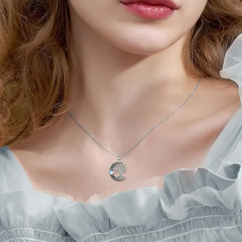 Miniatura 51 de ONEFINITY Collar de plata de ley 925 con diseño de árbol de la vida con colgante de nudo celta de concha de abulón para mujer