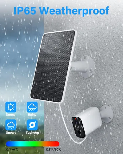 Miniatura 6 de Panel solar de carga mejorado compatible con Arlo Pro 4, Pro 3, Ultra 2, panel solar de 4 W con cable de carga de 9.8 pies, impermeable IP65