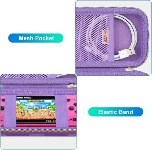 Miniatura 3 de BOVKE Funda de transporte para juego de mano WELLST·G para niños, 220 videojuegos retro precargados, mini organizador de almacenamiento electrónico