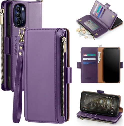 Miniatura 10 de Antsturdy Funda compatible con Motorola Moto G Stylus 5G 2022 con tarjetero para mujeres y hombres, funda para teléfono con bloqueo RFID, piel