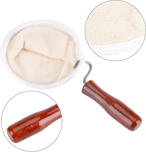 Miniatura 4 de Coladores de filtro de café de tela, calcetín de café, reutilizable, lavable, tela de franela hecha a mano, colador de gotero de café con mango