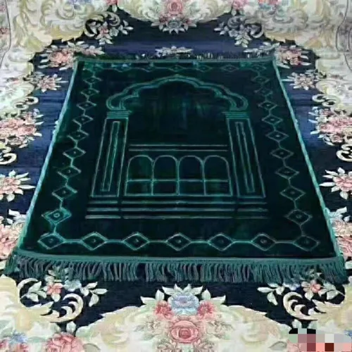 Miniatura 2 de Alfombra de oración musulmana de franela gruesa en relieve, alfombra de oración turca, alfombra de oración islámica, cuentas de rosario para hombres