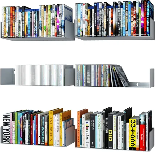 Miniatura 9 de Wallniture Bali - Estantes flotantes en forma de U para pared, estantes de almacenamiento de CD y DVD y estantería de metal, juego de 6