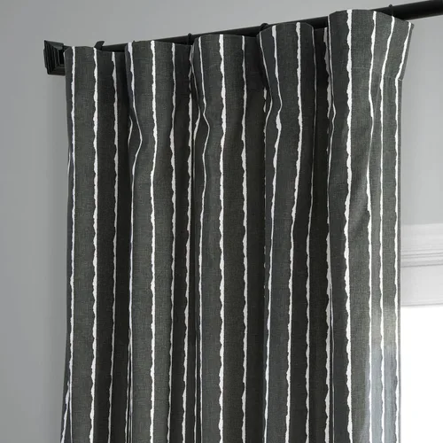 Miniatura 5 de HPD Half Price Drapes Cortinas abstractas con estampado a rayas de 108 pulgadas de largo, cortinas de algodón de lujo (1 panel), cortinas