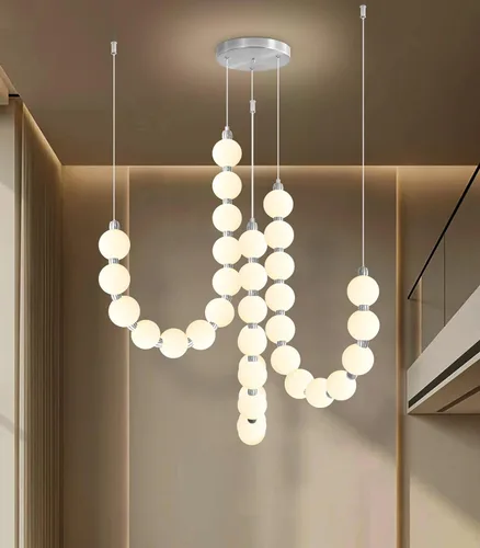 Miniatura 16 de Candelabros modernos LED regulables, bolas de acrílico, iluminación colgante de techo para sala de estar, comedor, dormitorio, luces colgantes