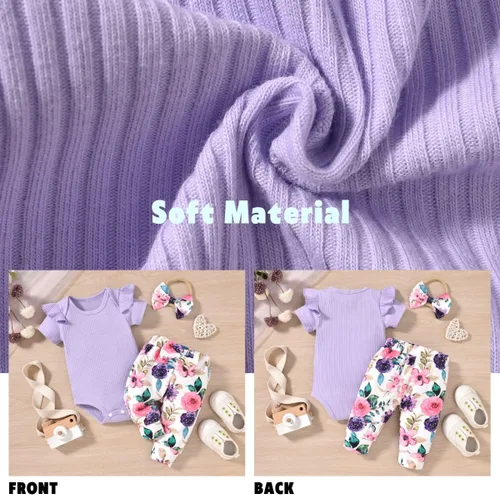 Miniatura 5 de Aalizzwell Conjunto de pantalones de canalé para bebés y niñas