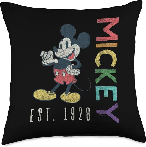 Miniatura 5 de Disney Mickey Mouse Est 1928 - Cojín con letras arcoíris (16.0 x 16.0 in), multicolor
