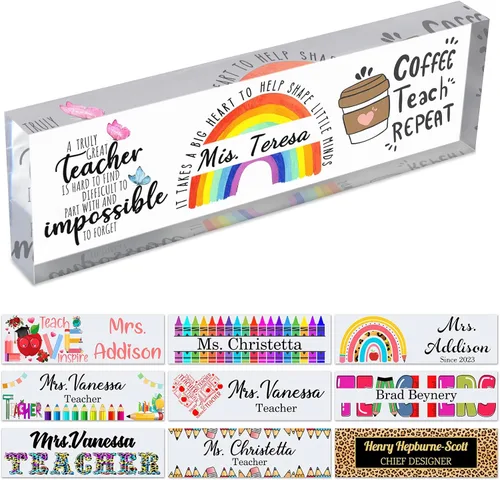 Miniatura 19 de Placa de nombre personalizada para escritorio de profesor para aula, placa de identificación personalizada para escritorios, placa de escritorio