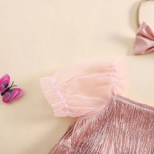 Miniatura 39 de Sasaerucure Traje de verano para bebé niña, sin mangas, mameluco de encaje tutú, mameluco de una pieza con volantes