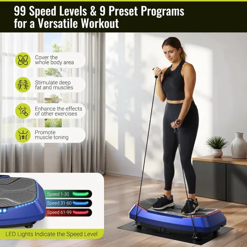 Miniatura 6 de FLYBIRD Vibration Plate Exercise Machine for Lymphatic Drainage, Adjustable Levels Full Body Workout, Curved Vibration Plate with Powerful Motor for
