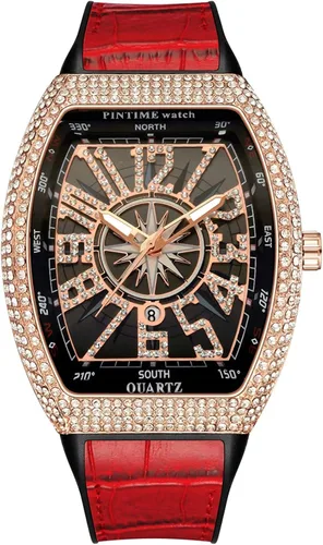 Miniatura 3 de Gosasa Reloj Tonneau único de moda para hombre con diamantes de imitación de cuarzo con correa de goma