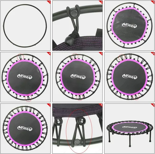 Miniatura 6 de Newan Mini trampolín silencioso de 40 a 48 pulgadas, trampolín de fitness, bungee rebote, entrenamiento cardiovascular, entrenamiento para adultos
