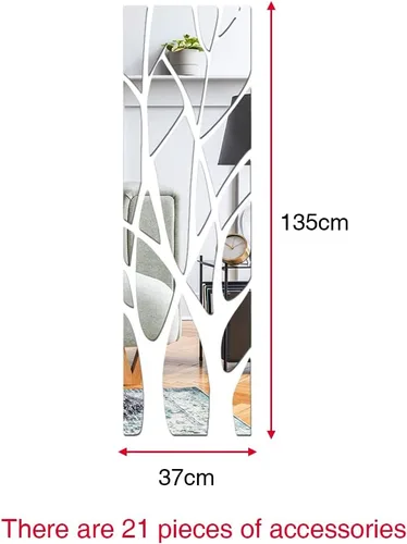 Miniatura 3 de Adhesivos de pared de espejo acrílico 3D, ramas de árbol, calcomanías de espejo acrílicas extraíbles autoadhesivas para pared, calcomanías