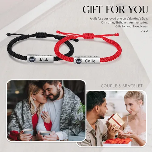 Miniatura 7 de Pulsera personalizada con imagen en el interior, pulseras personalizadas para parejas de proyección de fotos para él y ella, pulseras a juego