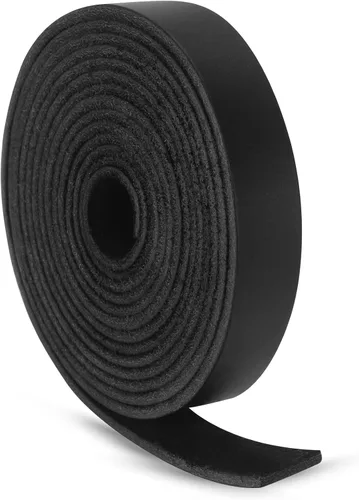 Miniatura 22 de Ringsun Tiras de cuero negro planas de 2 pulgadas de ancho para manualidades, tiras de cuero de grano completo, cordón de cuero para manualidades