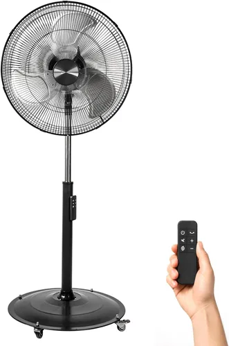 Ventilador de pedestal oscilante de 18 pulgadas con control remoto, ventilador de pie de alta velocidad de 5000 CFM, motor de CC, 9 velocidades,