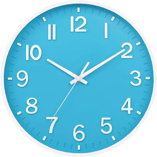 Miniatura 13 de HZDHCLH Reloj de pared con pilas, reloj de pared naranja, reloj de pared de 8 pulgadas, silencioso, sin tictac, números 3D modernos para cocina