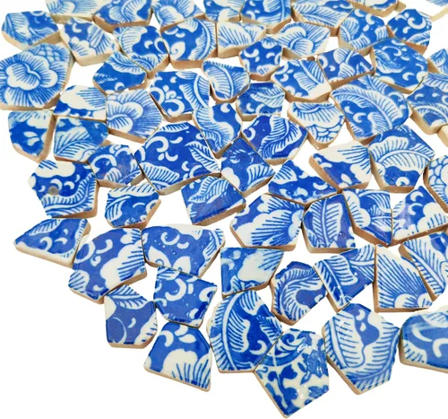Miniatura 19 de Azulejos de mosaico de cerámica de porcelana de 1.1 libras, azulejos de mosaico irregulares rotos para suelo de manualidades, cocina, piscina