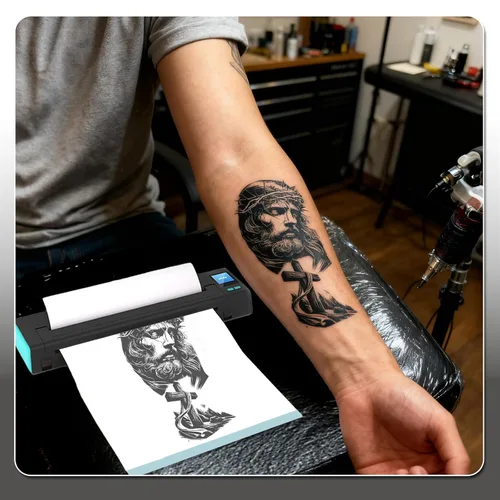 Miniatura 8 de XR3 - Impresora de plantillas de tatuaje, impresora de tatuajes con pantalla LED y 10 piezas de papel de transferencia, impresora térmica portátil