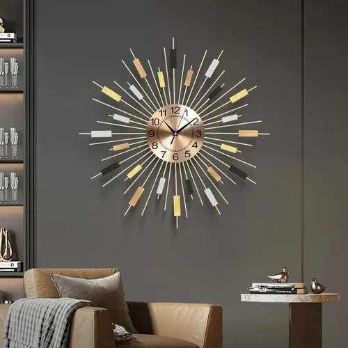 Miniatura 10 de Reloj de pared moderno con plumas, grande para decoración de sala de estar, reloj de pared decorativo, reloj de pared en blanco y negro, adecuado