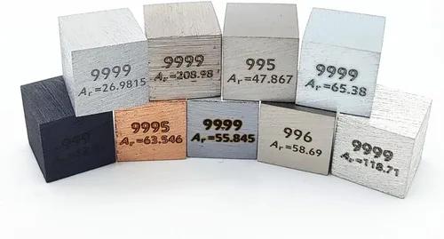 Miniatura 6 de Juego de cubos de elementos de 0.39 pulgadas de densidad, cubos de cobre, hierro, bismuto y titanio para recolección de mesas periódicas de hasta