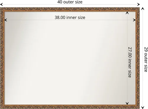 Miniatura 4 de Amanti Art Espejo de pared de madera no biselada (29 x 40 pulgadas), marco de bronce antiguo, espejo de baño bronce, XL