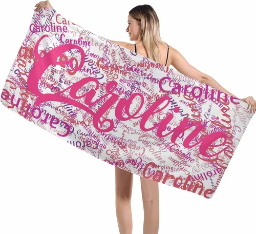 Miniatura 33 de Interestprint Toalla de piscina con nombre personalizado para niños, adultos y hombres, toalla de playa naranja personalizada con número