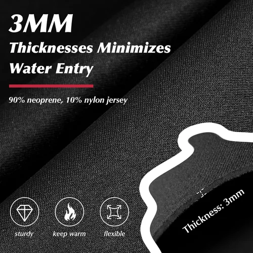 Miniatura 3 de Traje de neopreno de cuerpo completo de 0.118 pulgadas para hombre, traje de neopreno para agua fría para surf, buceo, esnórquel, natación, kayak