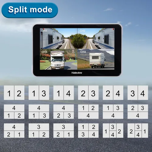 Miniatura 8 de Haloview BT7 Touch RV Cámara de respaldo inalámbrica 2.4G Digita FHD 1080P DVR visión trasera a todo color cámara de visión nocturna y sistema